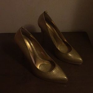 Baby phat gold high heeled shoe